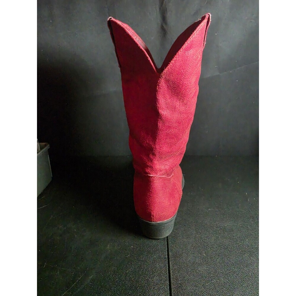 Rampage Walden Women's 9M Red Western Cowboy Cowgirl Boots 300301 Faux Suede - Picture 5 of 13